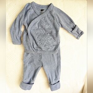 GRAY Monica & Andy "Hello Baby" Kimono Long sleeve shirt and pants set NB